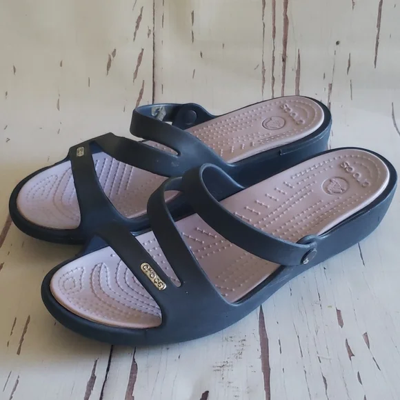 Crocs  blue And Purple slide sandals 10 - Picture 5 of 5